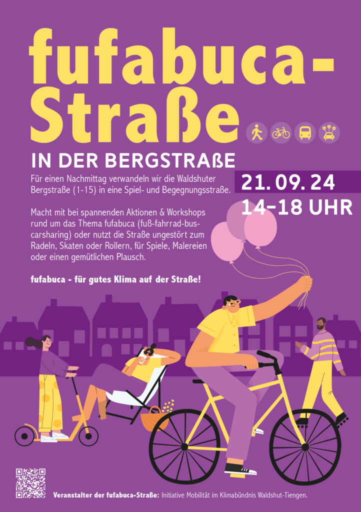 fufabuca-Straße Flyer Vorderseite mit Illustrationen und Infotext