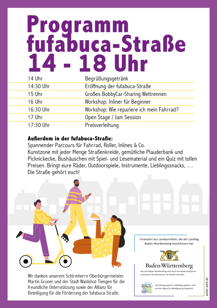 fufabuca-Straße Flyer Rückseite. Mit Programm und weiteren Infos.